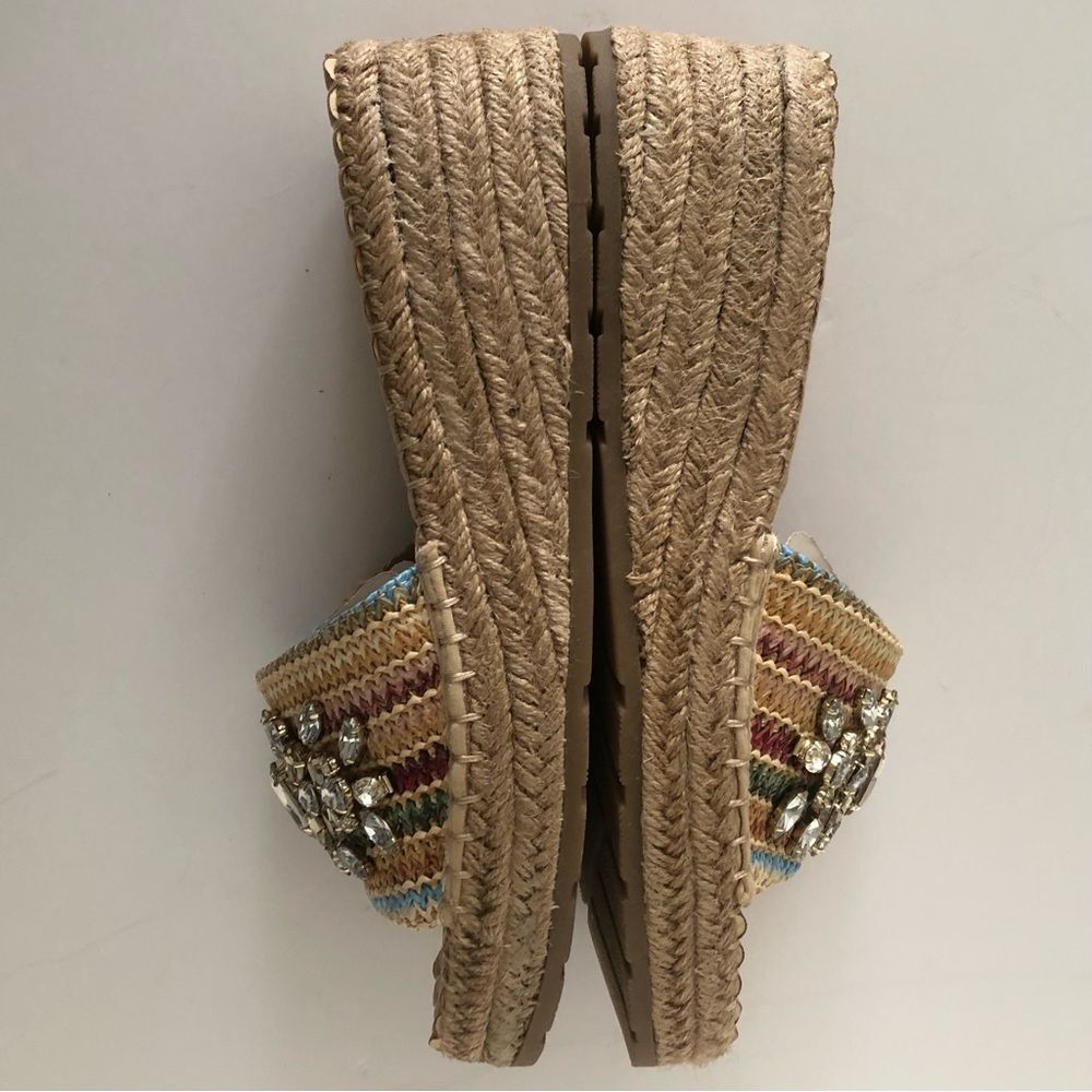 White Mountain Stitch Platform Wedge Espadrille Sandals NWT Size 8.5 Bohemian - Picture 4 of 12